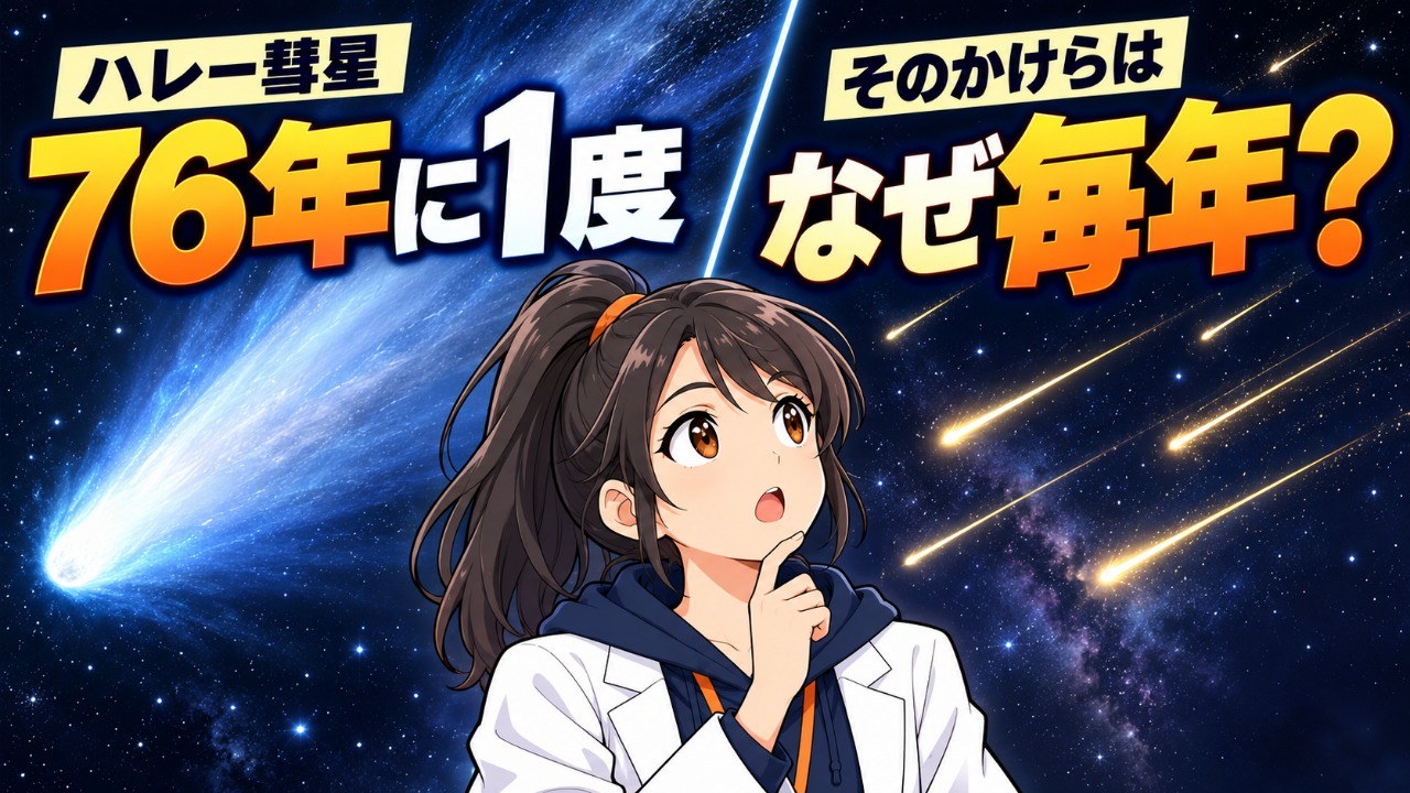 76年に1度のハレー彗星、そのかけらが毎年光るのはなぜ？｜流れ星の正体、流星群の仕組み